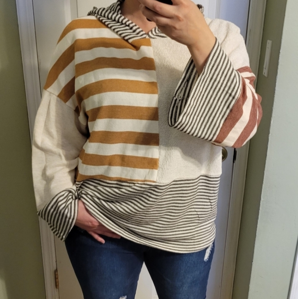 LAST 1 MEDIUM STRIPEZ Contrast Hoodie - Picture 6 of 10